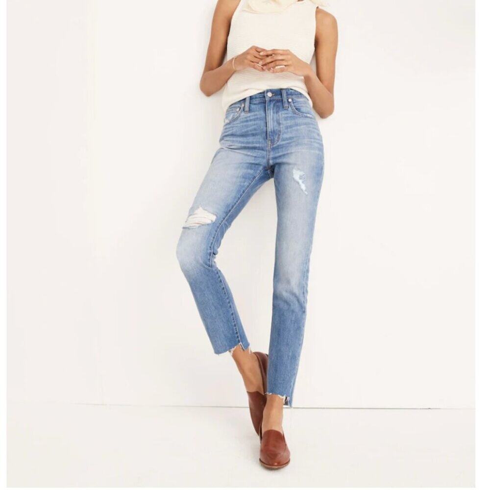 Madewell The High-Rise Slim Boyjean in Lita Wash: Step-Hem Edition